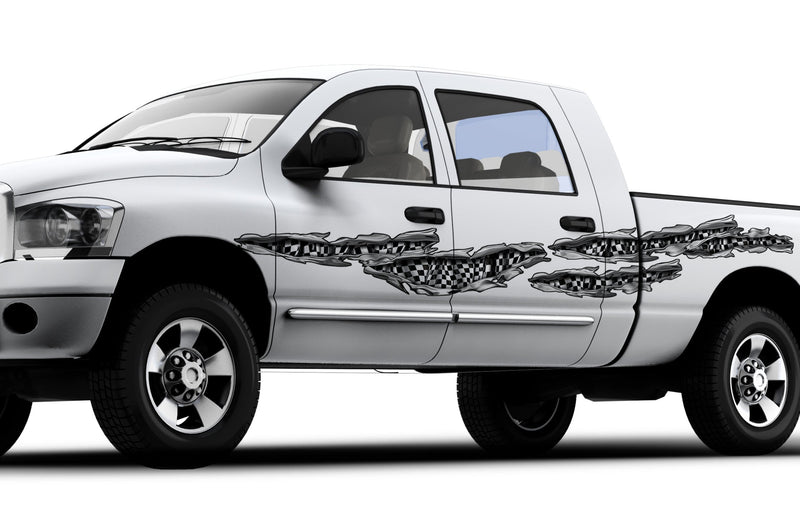 checkers tears vinyl graphics on white truck